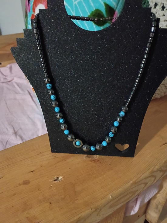 Jewelry - Turquoise and Hematite Beaded Necklace - Women's Jewelry